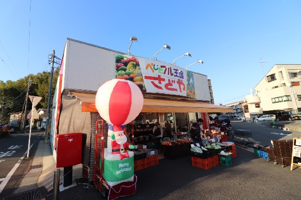 べじたフル王国さどや(新鮮な青果から、食料品・日用品も取り扱っています。日曜定休。営業時間は10時～20時。)