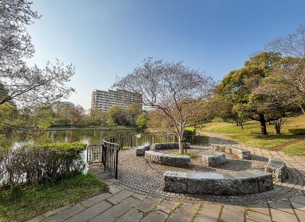 徳生公園(公園の中央にある大きな池が特徴的です。鴨やカワセミなどの野鳥の姿を楽しめます。)