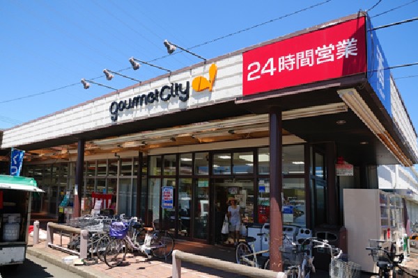 グルメシティ立川若葉店(24時間営業なので帰宅が遅くなっても安心です。品揃えは日用品も多く幅広く、プライベートブランド「トップバリュ」も廉価で魅力です。)