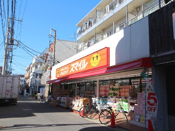 ドラッグストアスマイル 稲田堤店(スーパーやコンビニとともに生活に欠かせないという方も多いドラッグストアは、近所にあると頼もしい限りですね。)